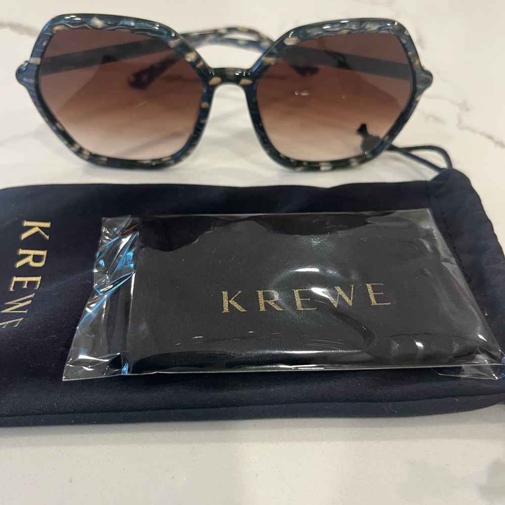 KREWE Jackie Blue and Brown Geometric Sunglasses
